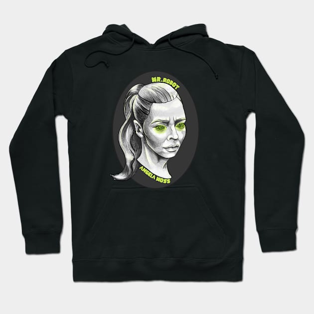 Mr Robot - Angela Glitch Portrait Hoodie by pinkart666